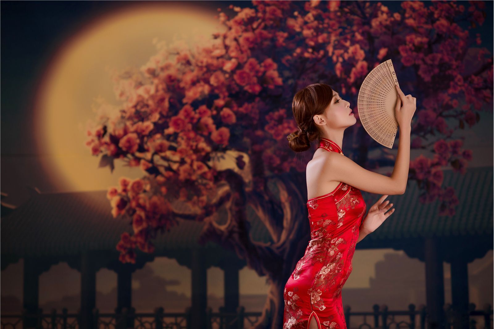 Beautyleg Winnie小雪红色旗袍性感迷人